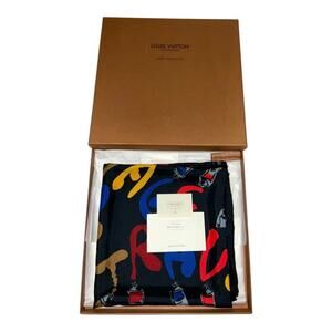Louis Vuitton 33” Silk Scarf Paint Pattern Black W/Box LV Paint Tube Scarf
